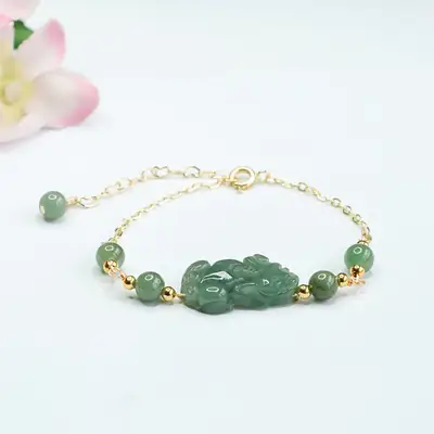 Oil Green Jade Pixiu Bracelet for Women