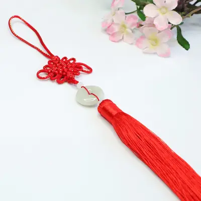Red Jade Peace Pendant with Chinese Knot Design