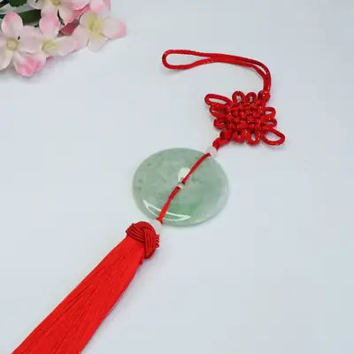 Red Jade Knot Pendant with Tassels for Women