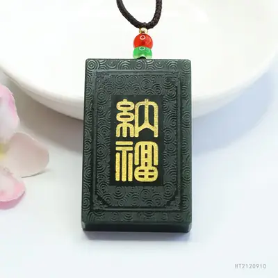 Guan Yu Natural Hetian Jade Pendant Necklace Green