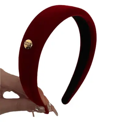 Golden Letter Fabric Hairband for Women High Cranial Top