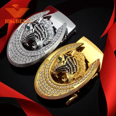 Hongsheng Automatic Belt Buckle Tiger Design Gold Silver