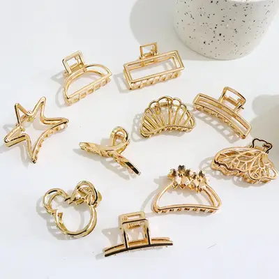 Gold Metal Shark Clip for Girls Hairpin Grab