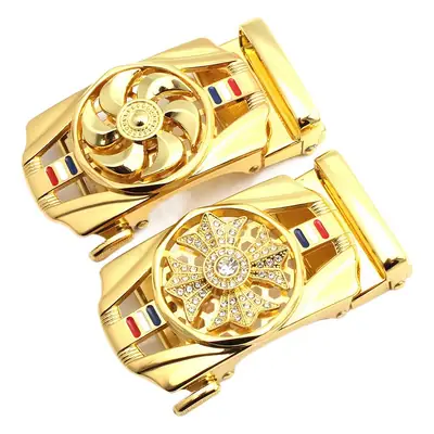 Men's Sport Car Belt Buckle with Four Leaf Clover Design Gold