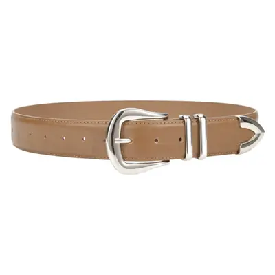 Women's Cowhide Belt Silver Buckle Tan Color