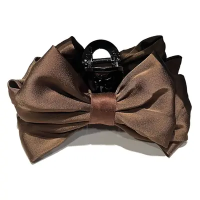 Black Satin Bow Hairpin for Women Winter