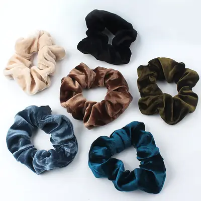 Blue Flannel Hair Ring for Women Korean Style