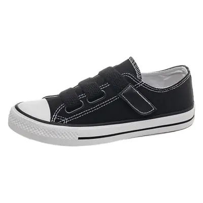 Women White Canvas Low-Top Sneakers with Hook & Loop Closure
