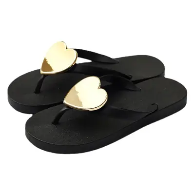 Women's Jelly Heart Open Toe Flip Flops Beach Shoes