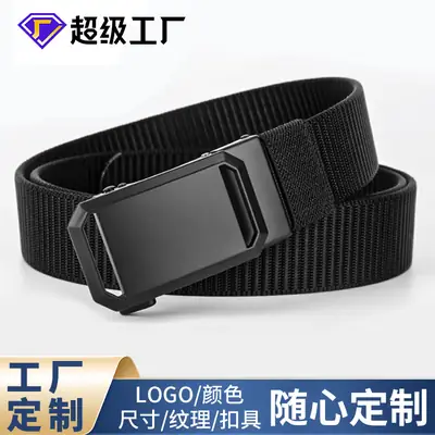 Men's Black Woven Tactical Belt with Automatic Buckle