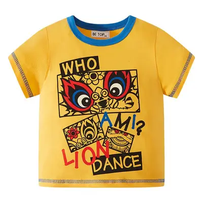2025 Boys Grey T-Shirt Chinese Style Summer