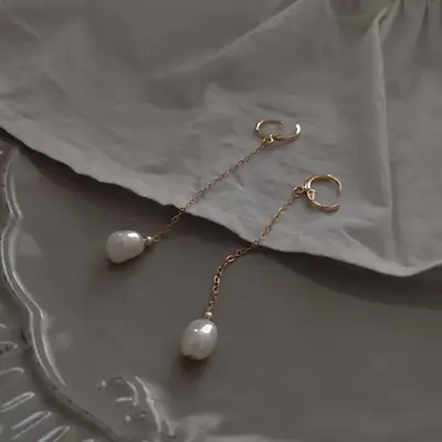 Irregular Pearl Earrings 14K Gold Filled Women