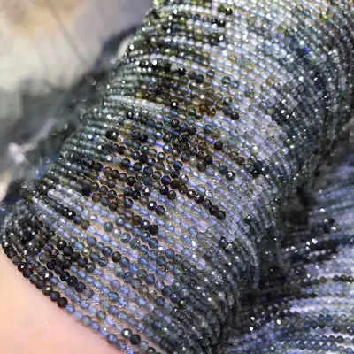 Natural Color Blue Tourmaline Diamond Face Round Cake Loose Beads