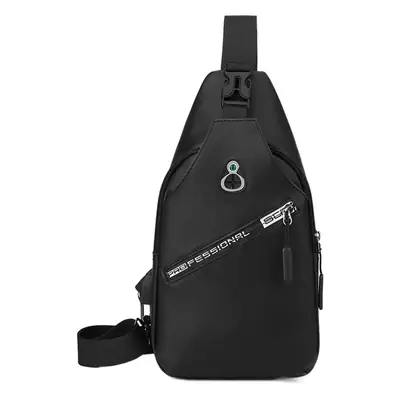 Men's Black Crossbody Shoulder Bag with Water Resistant Design