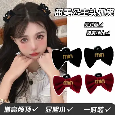 Velvet Bow Hair Clips Min Sweet Princess Pair for Women