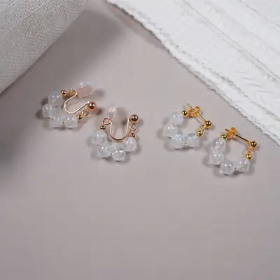 925 Silver Moonstone Ear Clip Gold Temperament