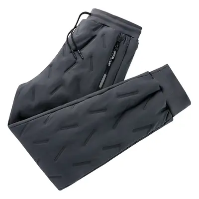 Men Fleece-Lined Cold-Proof Lamb Wool Pants Black
