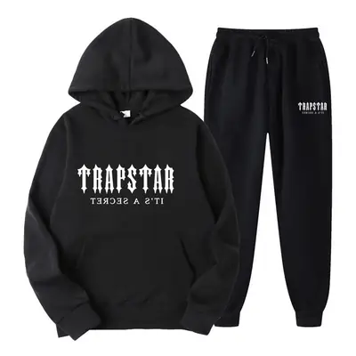 Men Women Black Fleece Hoodie Sweatpants Set TRAPSTAR
