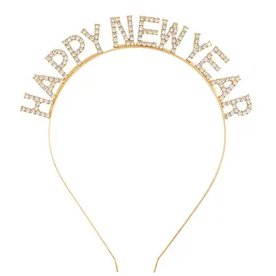 Happy New Year Hairband with Crystal Letter Decor