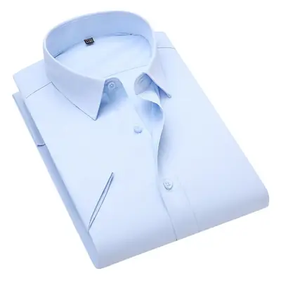 Men Light Blue Short Sleeve Polo Shirt 100% Cotton