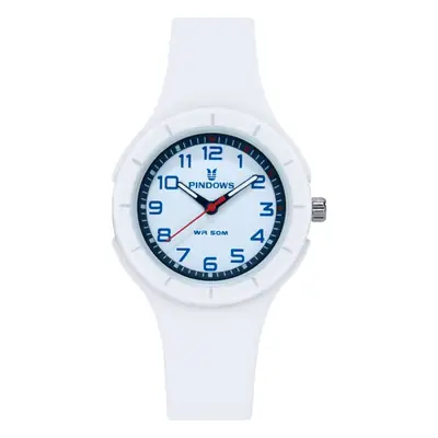 Pindao White Silicone Student Exam Watch