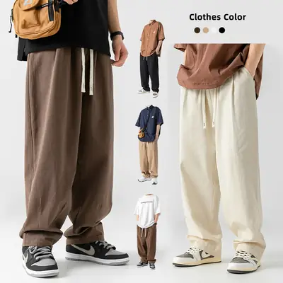 Men Fleece Lined Drapey Brown Pants 2025