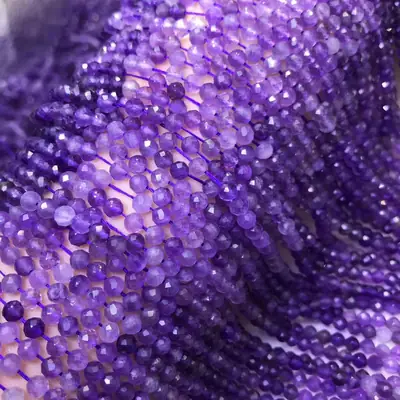 Natural Crystal Amethyst Beads 4-5mm Facet Round Purple