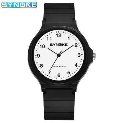 Synroke Black Quartz Watch for Boys Girls Waterproof Sports
