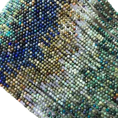 Natural Phoenix Lapis Cut Angle Round Beads 2.5mm