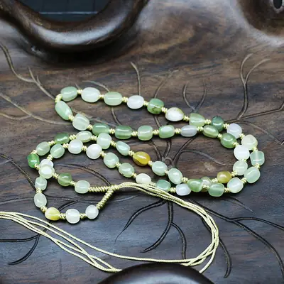 Men's Green Jade Pendant Necklace with White Pearl