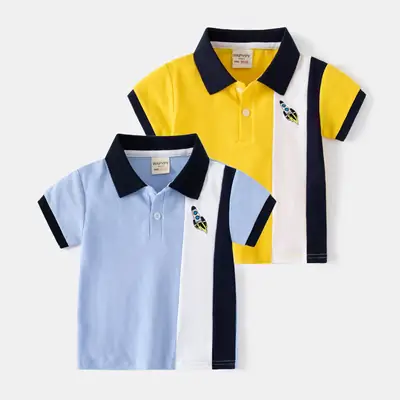 Children's Boys Polo T-Shirt Yellow Blue White 2025
