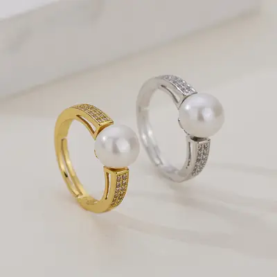 2023 Japanese Clear Zircon Pearl Ring for Women