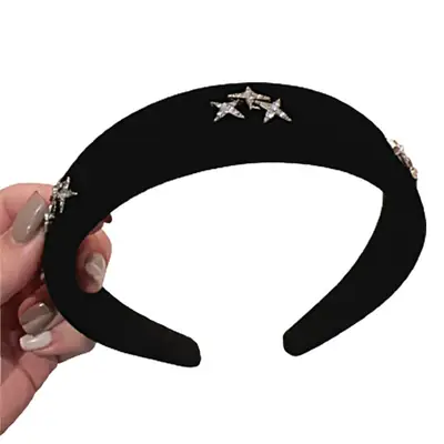Velvet Star Headband Red Black Adjustable