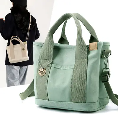 Blue Canvas Crossbody Bag for Women with Large Capacity