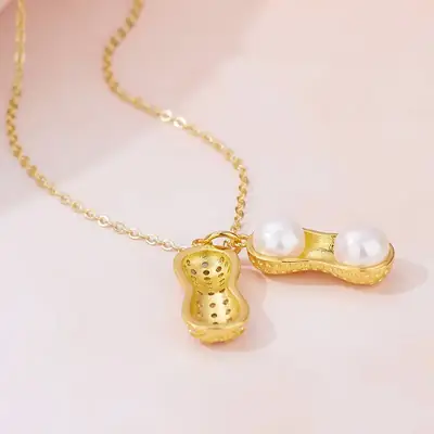 Japanese Korean Pearl Pendant Necklace Gold 2023
