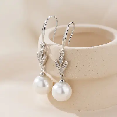 2023 French Style Pearl Earrings Gold Hook Hollow