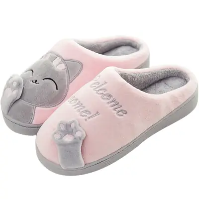 Foreign trade cross-border explosions lucky cat cotton slippers men and women home fleece-lined warm cartoon cat cotton slippers women