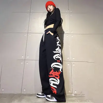 Women's Cross-Border Hip-Hop Sweatpants Black Red White