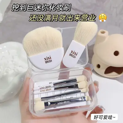 Xixi Mini Makeup Brush Set 6 Pcs Soft Animal Hair Eye Shadow Blush Brush