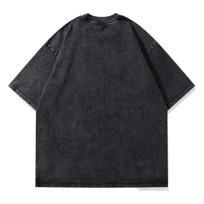 Harajuku Japanese Street Cartoon Printed Old Short-sleeved T-shirt Men's Trendy Brand Hip-hop Loose Washable Five-sleeved T-shirt