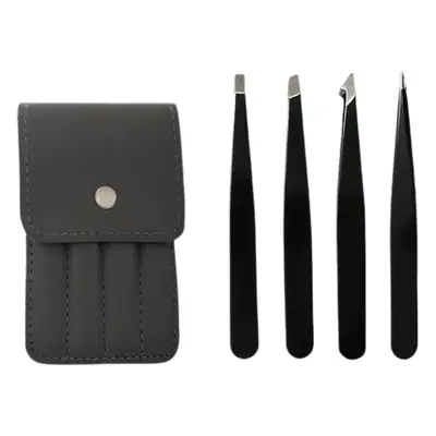 Stainless Steel Eyelash Tweezers Set of 4 Pcs