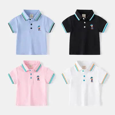 Pink Korean Embroidered Boys T-Shirt 2023
