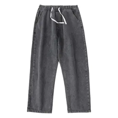 Men Wide Leg Drawstring Jeans Casual Summer Pants