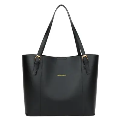 Vintage Black Leather Tote Bag for Women 2023 Winter