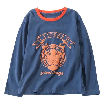 Boys Long Sleeve Tiger Print T-Shirt Purple Cotton