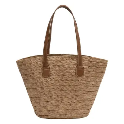Women's Large Straw Woven Shoulder Bag Autumn Winter