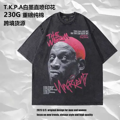 American Street Retro T-Shirt Black Half Sleeve Men