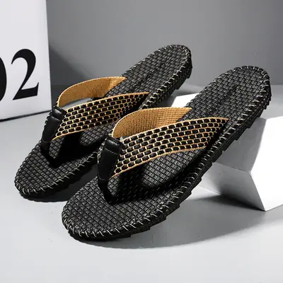 Woven Slippers Men's Summer Home Use Linen Thai Flip-Flops Bamboo Rattan Straw Sandals Bamboo Rattan Sandals