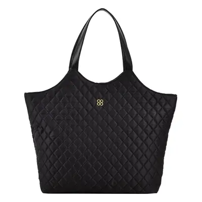 Black Quilted Women's Large Tote Bag with Logo