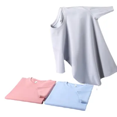 Men Pink Stretchy T-Shirt Loose Crew Neck
